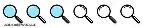 Classic Magnifying Glass Icon Set for Search and Discovery