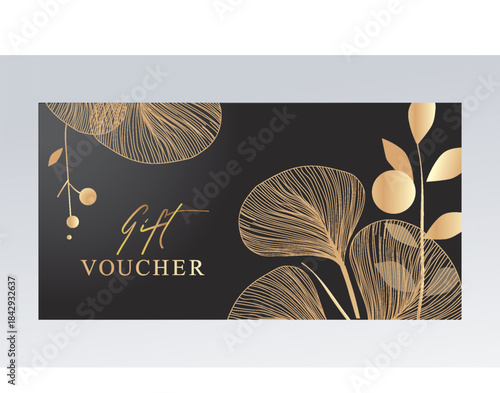 black vector golden bow gift voucher