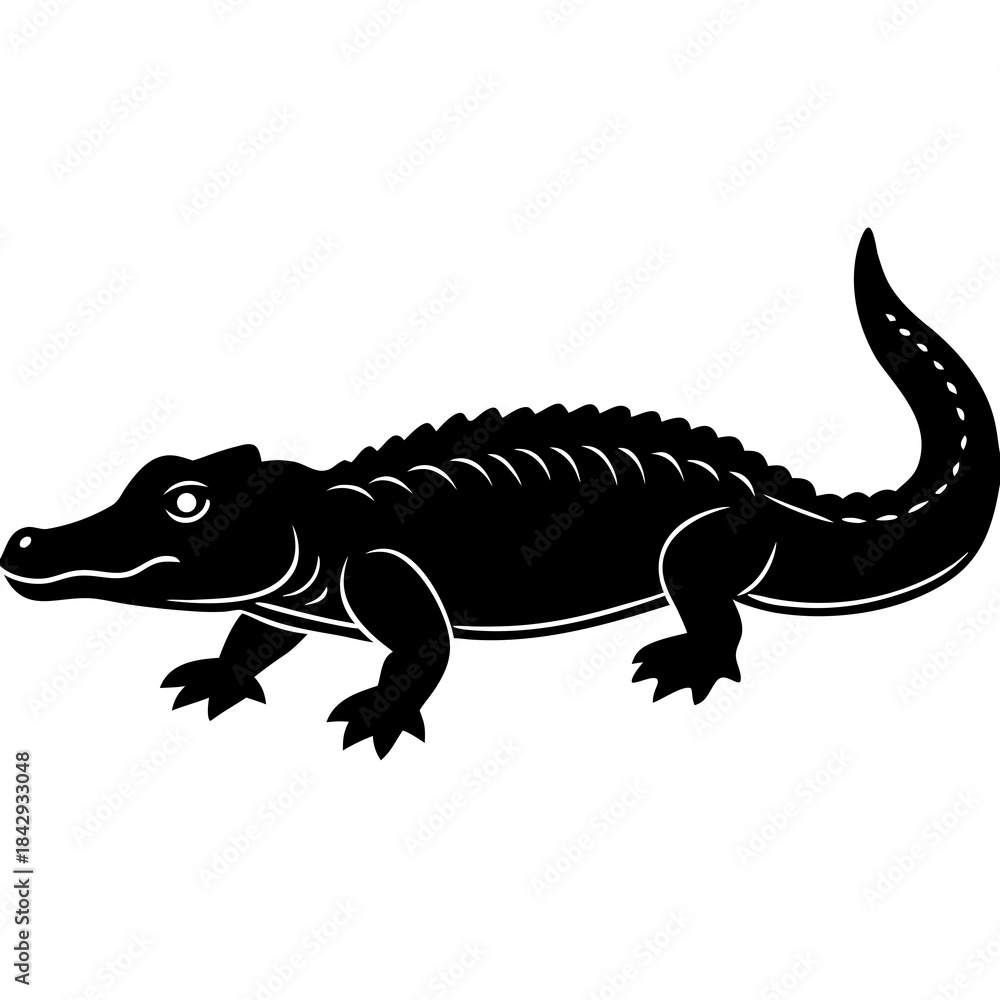 Fototapeta premium Black Dwarf Crocodile Vector Illustration – Silhouette Wildlife Design