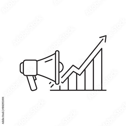 Megaphone Increasing Bar Graph Chart with Arrow