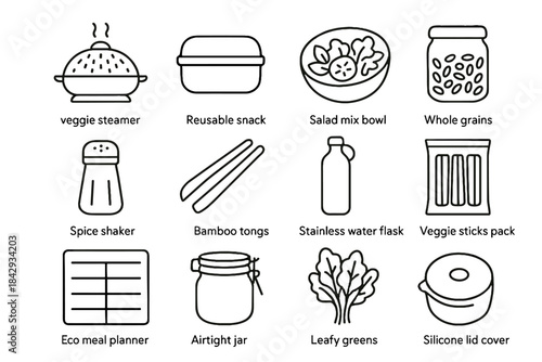 Greens board stainless vector veggie planner meal eco friendly lid leafy airtight