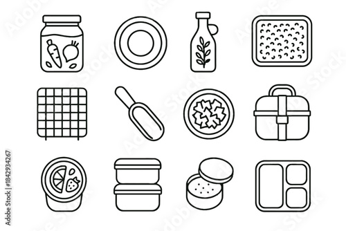 Jar vector icon cooling stack scoop veggie friendly eco bottle oil tray