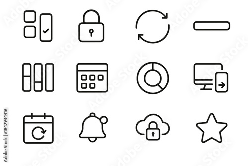 Icon vector categories grid selection service icons bar plan sync analytics digital