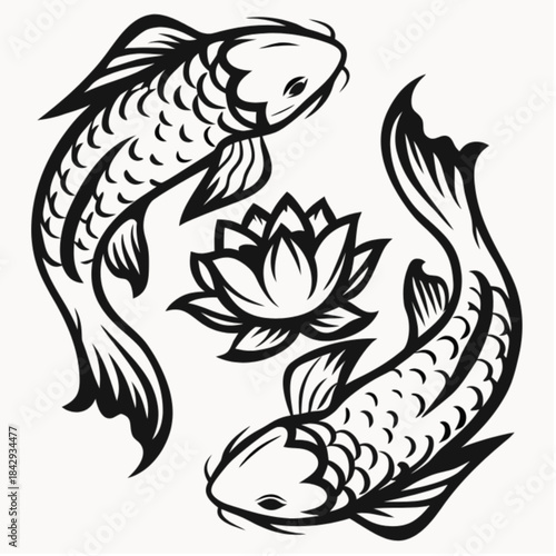 Black and White Tattoo Design Vector Illustration for Ink Art, Minimal Linework, Traditional and Modern Tattoo Style, Monochrome Body Art