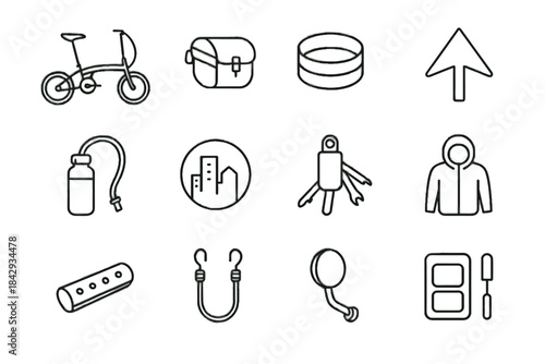 Keychain small bottle urban commuting essentials navigation portable tube mirror icon vector