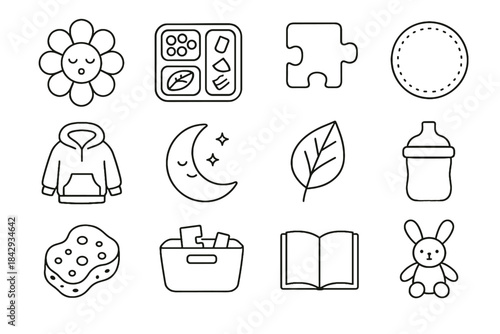 Nature mindful bath icons vector puzzle quiet toddler sip bin icon print