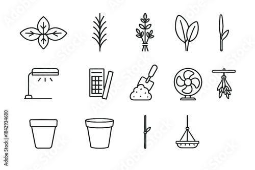 Icon vector herb drying terracotta bunch stem lamp indoor sage rack test
