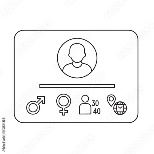 User Profile Icon with Gender Symbols and Location