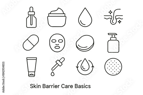 Nourishing repair icon vector gentle serum drop gel skin barrier cleanser