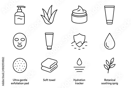 Tube drop vector icon sprig skin soothing moisturizer soft barrier cream care