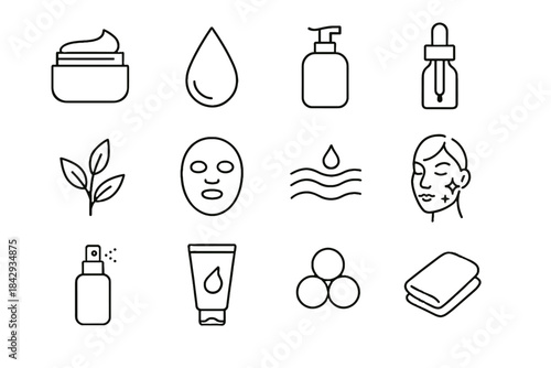 Spritz dropper face outline oil hydrating vector skin line care protective icon