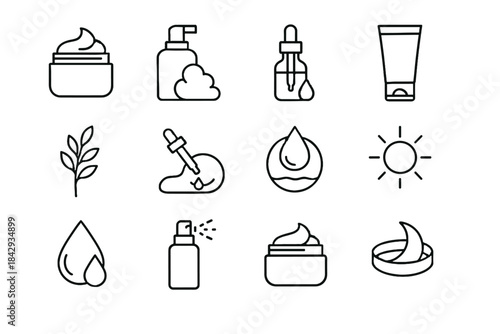 Rich vector barrier nourishing dropper restorative protective icon sprig botanical skin boost