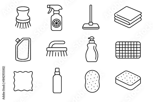 Sponge drying head scrubbing vector bamboo cleaning icons icon minimalist mat cloth
