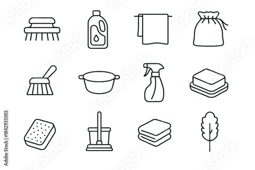 Vector wool cleaning spray icon laundry multipurpose minimalist sponge brush icons duster