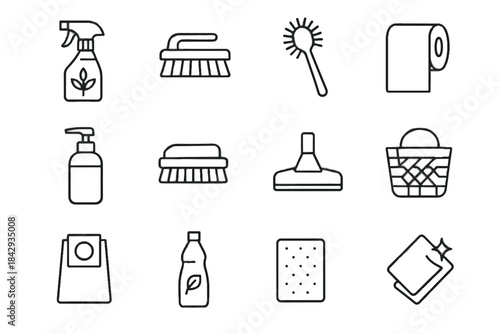 Minimalist icons remover cleaning vacuum nozzle sink pad icon towel grease roll
