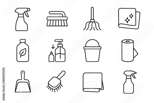 Icons reusable vector water biodegradable bottle station icon sprayer minimalist roll cleaning