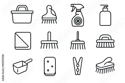 Icon icons broom citrus mini brush vector cloth head scoop cleaning drying