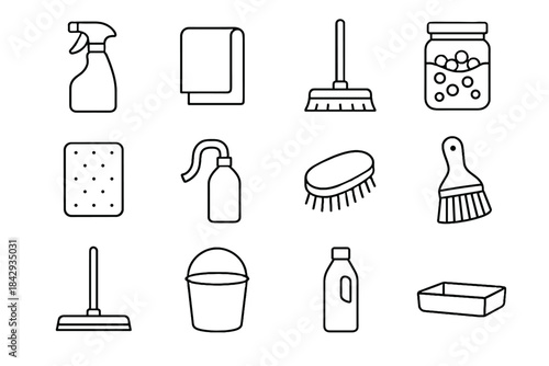 Icon icons cleaning tray brush spray dust vector minimalist soap reusable cleaner