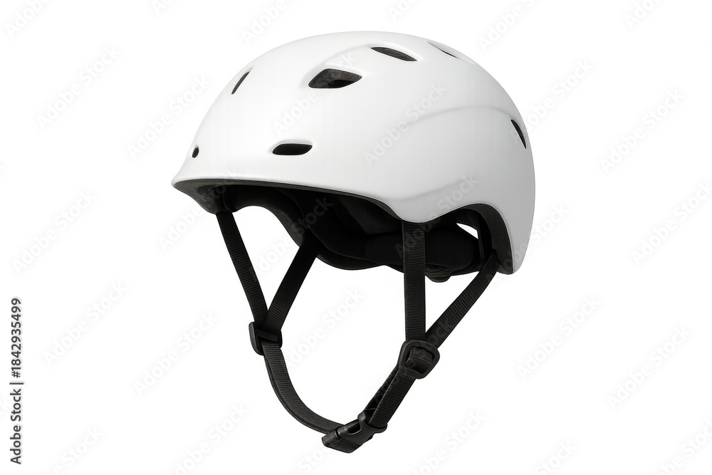 Fototapeta premium White sport helmet for head protection. Safe outdoor activity equipment isolated on transparent background