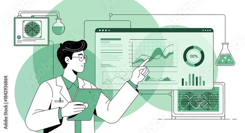 Analyzing scientific data with advanced analytical tools and modern laboratory equipment