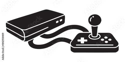 Gaming console and joystick solid icon, cyber monday concept. Vector graphics. Device for gamers, technology sign on white background, style icon mobile or web design