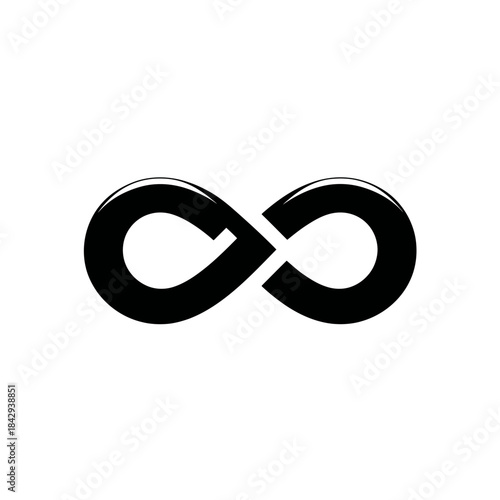 Black infinity symbol icon. Limitless and endless sign. Eternity concept illustration on white background.
