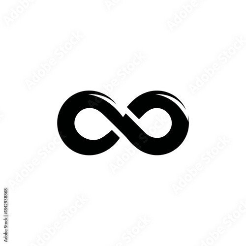 Black infinity symbol icon. Eternal loop sign representing eternity, endlessness, limitlessness, forever, and infinite possibilities.