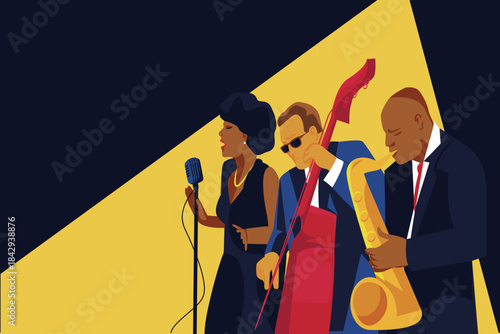 Evening Jazz Musicians Performing Live in a Cozy Atmospheric Setting