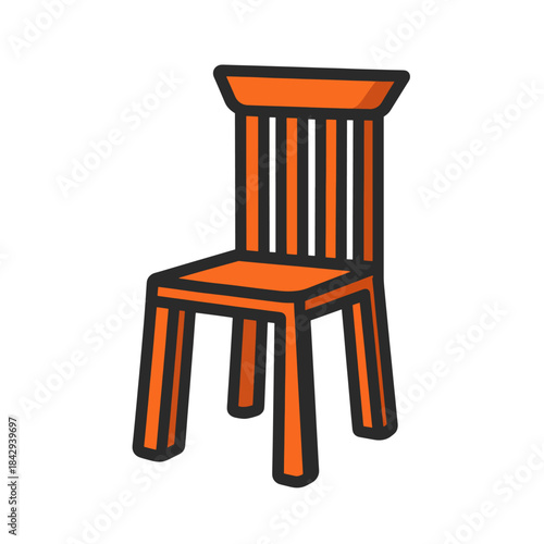 Old wooden chair Furniture for dining room. Wooden chair isolated on transparent background.