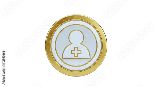 Golden Medical Icon on White Background