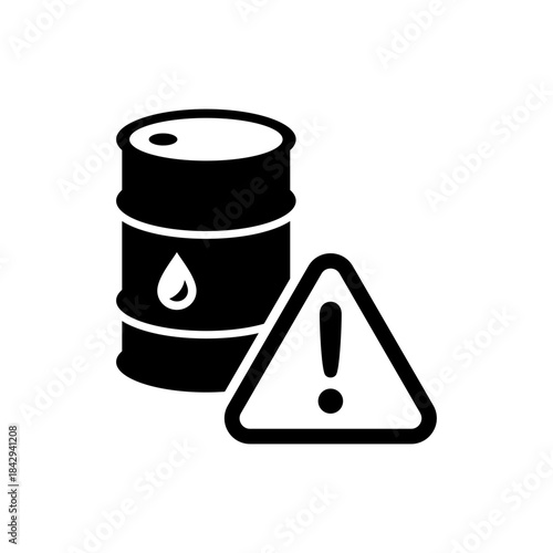Oil icon. Supply shortage. Crude reserves. Oil industry. Barrel. Oil drum. Vector icon isolated on white background.