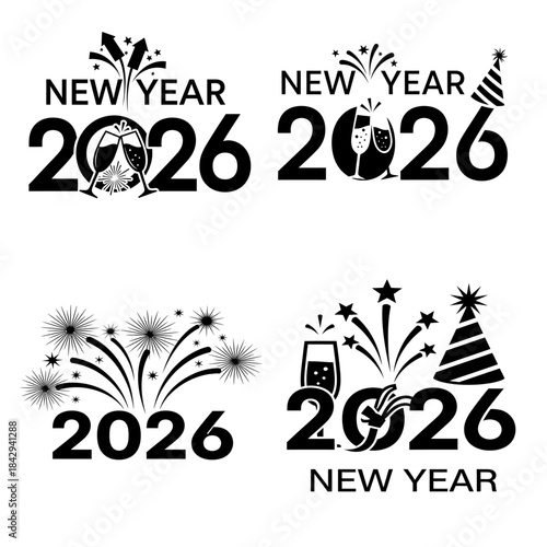 Icon Set New Year 2026 Celebration.