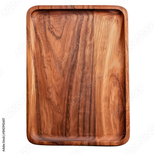 Rectangular Wooden Serving Tray Top View isolated on transparent background
