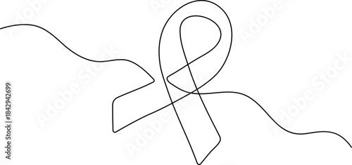 Awareness ribbon single continuous line art