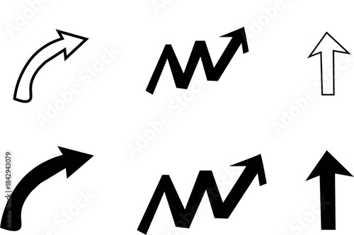 Bundle of different arrow designs in a wide range of styles and forms. Vector set.