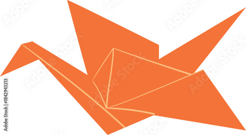 Origami crane cartoon icon. Japanese paper toy