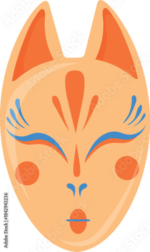 Ancient festival mask in japanese kabuki style. Hannya face