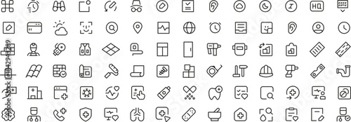 Mega set of icons in trendy line style. ui ux, ecology