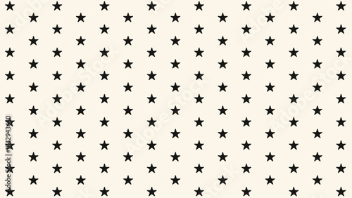 Minimal star print with evenly spaced classic star icons, giving a soft retro look. Great for textiles, packaging, stationery and cute branding.