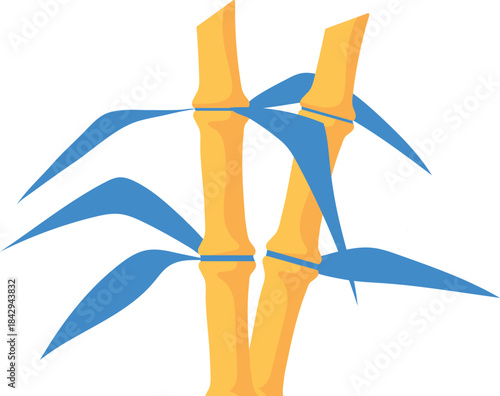 Bamboo icon. Cartoon asian plant. Floral motif