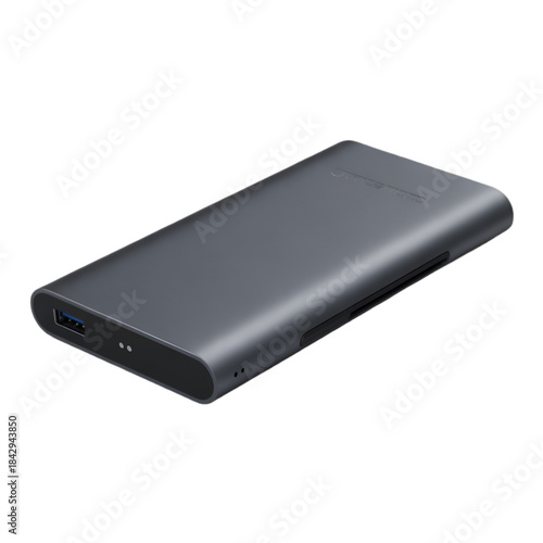 Modern dark gray portable ssd enclosure featuring high-speed usb connectivity for data storage