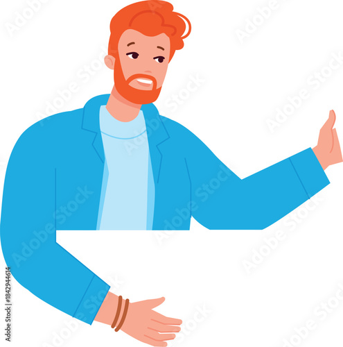 Smiling man look from window or wall hole