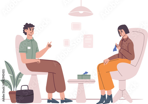 Psychological consultation concept. People discuss mental problems