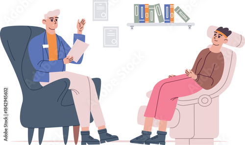 Psychological aid color icon. Doctor help with mental therapy