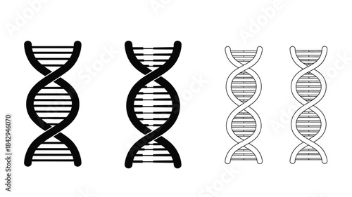 Illustrative depictions of dna double helix structures in varying shades