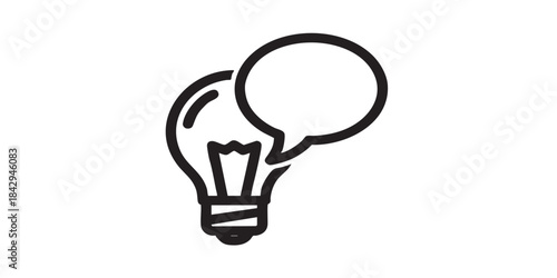 Light bulb with speech bubble solid icon, electricity concept. Vector graphics. Lamp sign on white background, style icon mobile or web design.
