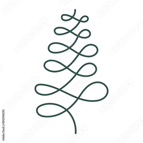 Hand drawn Christmas tree. Outline doodle. Vector illustration, flat design