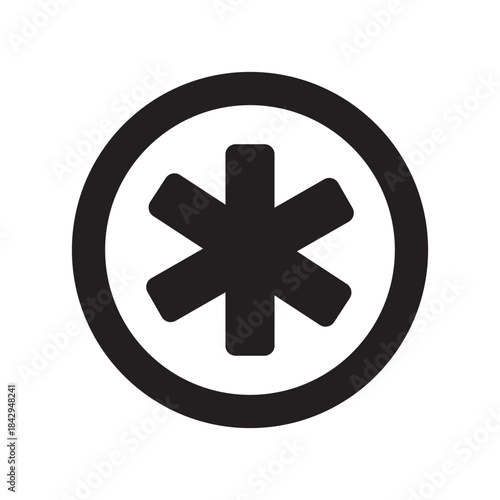 Black Star of Life emergency medical services symbol icon Critical healthcare rescue first aid paramedic ambulance