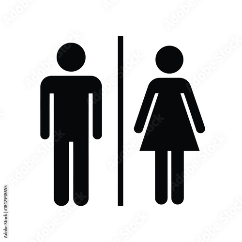 Vector illustration of restroom or toilet sign with male and female figures separated by a line