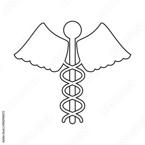 Classic Caduceus medical symbol a timeless outline of health wellness and healing Essential design for doctor clinic